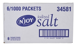 N'joy Iodized Salt Packets-0.5 Gram-1000/Box-6/Case