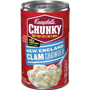 Campbell's Chunky New England Clam Chowder Easy Open Soup 12/18.8 Oz.