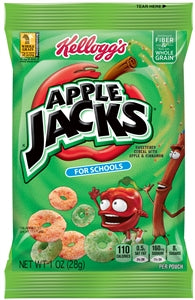 Kellogg Apple Jacks Reduced Sugar Cereal-1 oz.-96/Case