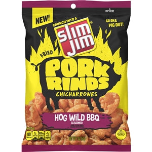 Slim Jim Pork Rind Hog Wild Barbecue Fried Snacks-2 oz.-12/Case