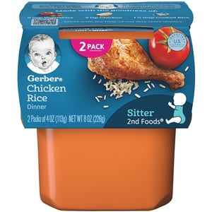 Gerber 2Nd Foods Chicken And Rice Puree Baby Food Tub-2X 4 Oz Tubs-8 oz.-8/Case