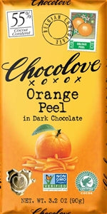Chocolove Orange Peel Dark Chocolate Bar-3.2 oz.-12/Box-12/Case