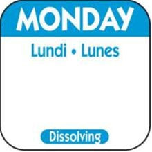 National Checking 1 Inch X 1 Inch Trilingual Blue Monday Dissolvable Label-1000 Each