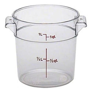 Cambro Camwear 1 Quart Round Clear Measuring Storage Container-12 Each-1/Case