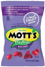 Mott's Mixed Berry Fruit Snacks-1.6 oz.-144/Case