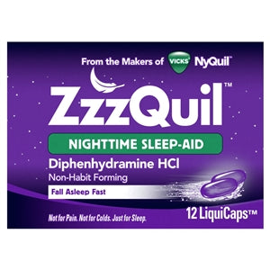 Vicks Zzzquil Night Time Sleep Aid Liquicaps-12 Count-6/Box-4/Case