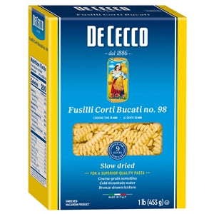 De Cecco No. 98 Fusilli Corti Bucati-1 lb.-12/Case