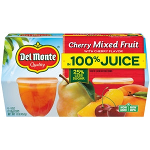 Del Monte Fruit Cup Cherry Mixed Fruit-4 oz.-6/Case