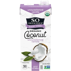 So Delicious Dairy Free Unsweetened Vanilla Coconut Milk-1 Quart-12/Case
