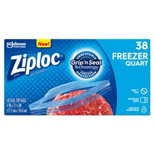 Ziploc Value Pack Quart Freezer Bag-38 Count-9/Case