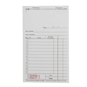 National Checking 3.4 Inch X 5.63 Inch 2 Part Carbon Interleaving White 11 Line Salesbook-5000 Each-1/Case