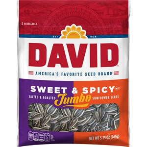 David Roasted And Salted Sweet And Spicy Jumbo Sunflower Seeds-5.25 oz.-12/Case