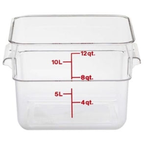 Cambro 12 Quart Clear Measuring Plastic Square Container-6 Each