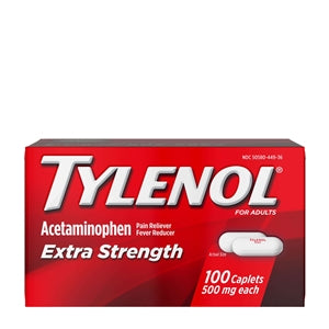 Tylenol Extra Strength Acetaminophen Caplets-100 Count-6/Box-8/Case