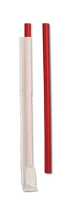 D & W Fine Pack 7.75 Giant Individually Wrapped Red Straw-300 Each-300/Box-24/Case