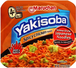 Maruchan Ramen Yakisoba Hot & Spicy Chicken Flavored Home Style Japanese Noodles-4.11 oz.-8/Case