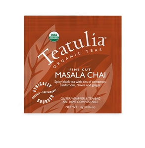 Teatulia Organic Teas Masala Chai Standard Tea Bags-50 Count-1/Case