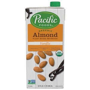 Pacific Foods Organic Vanilla Almond Milk-32 fl oz.s-12/Case
