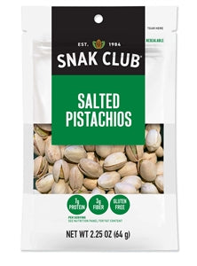 Snak Club Century Snacks Salted Pistachios-2.25 oz.-6/Case