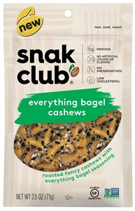 Snak Club Resealable Everything Bagel Cashews-2.5 oz.-6/Case