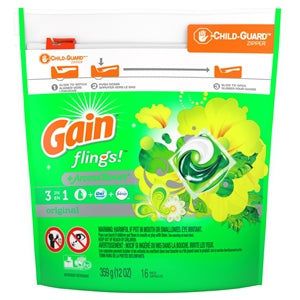 Gain Detergent Liquid Pods Flings-340 Gram-6/Case