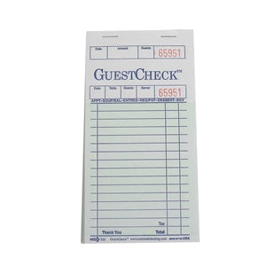National Checking 3.5 Inch X 6.75 Inch 1 Part Green 19 Line Guest Check-2500 Each-1/Case