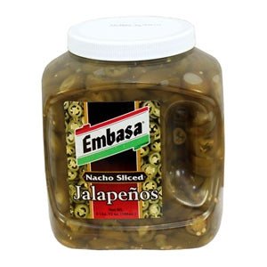 Embasa Pepper Nacho Sliced Jalapeno Plastic Jar-108 oz.-4/Case