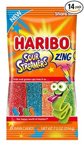 Haribo Confectionery Sour Streamers Gummy Candy-7.2 oz.-14/Case