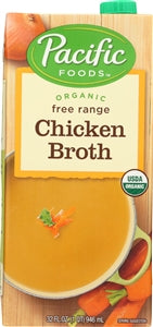 Pacific Foods Organic Free Range Chicken Broth-32 fl oz.s-12/Case