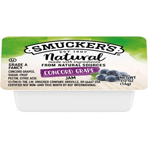 Smuckers 1/2 Ounce Natural Jam, 0.5 Oz Container, Concord Grape, 200/carton