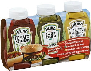 3 Pack Condiments Heinz Assorted Relish-Mustard And Ketchup Picnic Pack-3.375 lb.-4/Case ...