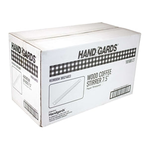 Handgards 7.5 Inch Individually Wrapped Wood Coffee Stirrer-500 Each-500/Box-10/Case