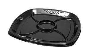 D & W Fine Pack Forum 16" Black-High Gloss-Shallow Tray Container-25 Each-25/Box-2/Case