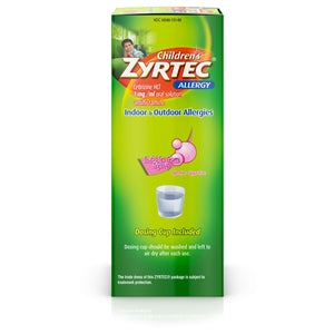 Zyrtec Allergy Sugar Free Dye Free Syrup Bottle-4 fl oz.-3/Box-12/Case