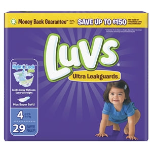 Luvs Diapers Jumbo Pack Size 4-29 Count-4/Case