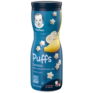 Gerber Graduates Non-Gmo Banana Puffs Cereal Baby Snack Canister-1.48 oz.-6/Case