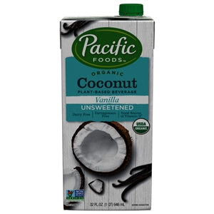 Pacific Foods Organic Unsweetened Vanilla Coconut Milk-32 fl oz.s-12/Case