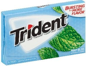 Trident Gluten Free-Sugar Free-Mint Gum-14 Count-12/Box-12/Case