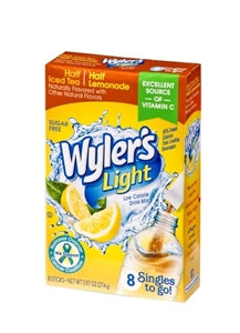 Wylers Light Half Iced Tea Half Lemonade Drink Mix Singles To Go-8 Count-12/Case
