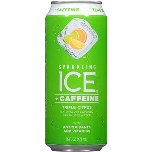Sparkling Ice Plus Caffeine Triple Citrus Flavored Sparkling Water-16 fl oz.-12/Case