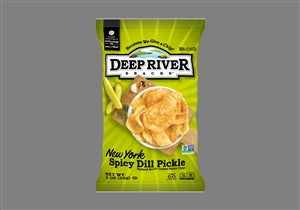 Deep River Snacks New York Spicy Dill Pickle Kettle Potato Chips-2 oz.-24/Case