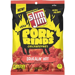 Slim Jim Pork Rind Squealin' Hot Fried Snacks-2 oz.-12/Case