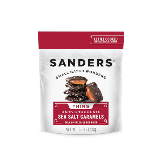 Sanders Dark Chocolate Sea Salt Caramel Thins-6 oz.-6/Case