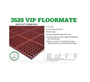 Cactus Mat Vip Floor Mat Red 58 Inches Extra 39"-1 Each-1/Case