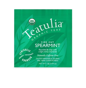 Teatulia Organic Teas Spearmint Wrapped Standard Tea Bags-50 Count-1/Case