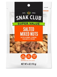 Snak Club Salted Mixed Nuts-4 oz.-6/Case