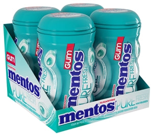Mentos Sugar Free Pure Fresh Gum Wintergreen Curvy Bottle-50 Piece-4/Box-6/Case