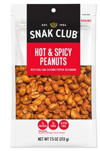 Snak Club Century Snacks Hot & Spicy Peanuts-7.5 oz.-6/Case