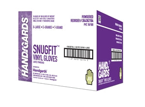 Handgards Snugfit Lightly Powdered Extra Large Vinyl Glove-100 Each-100/Box-10/Case