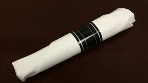 WNA Reflections Cutlery Kit White Napkin Black Band-30 Each-4/Case
